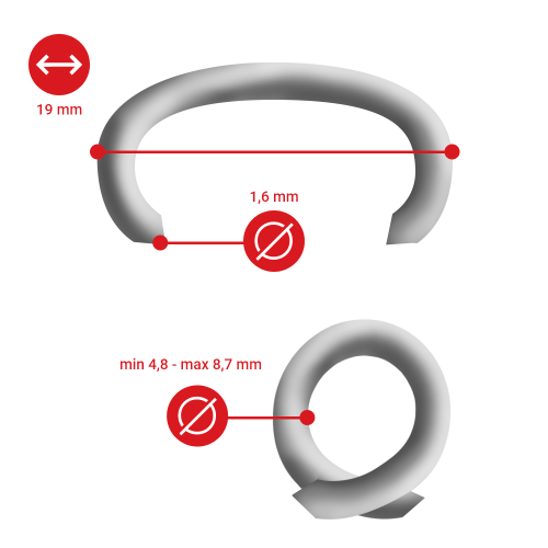 C-ring RING16 RVS Scherp